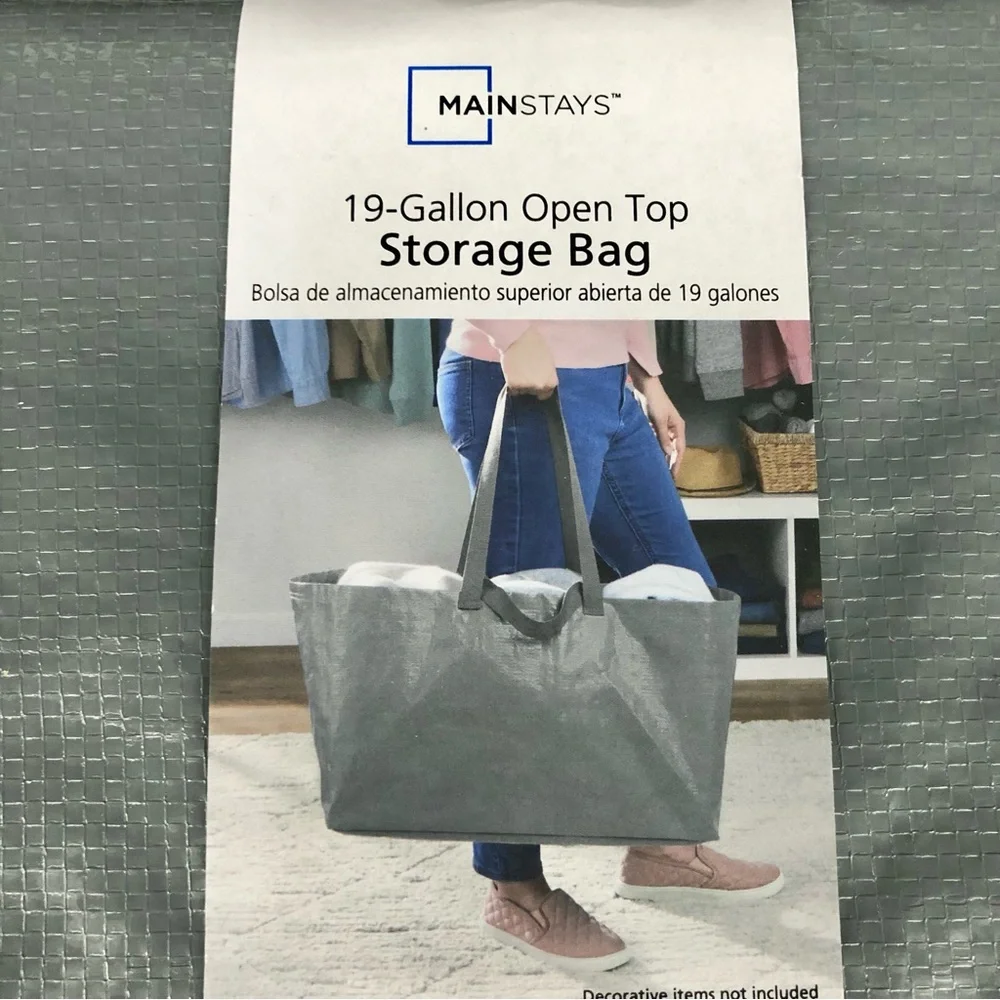 🧲$5🧲 NEW MAINSTAYS Heavy Duty Open Top Storage Bag Gray 19 Gallon, 1 Bag